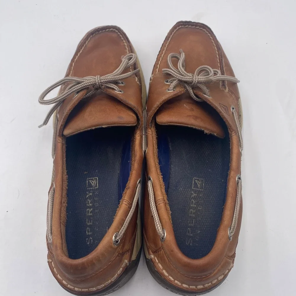 Sperry Top-Sider Billfish Boat Shoes Mens 10.5 M Tan Brown Leather Mesh Nautical